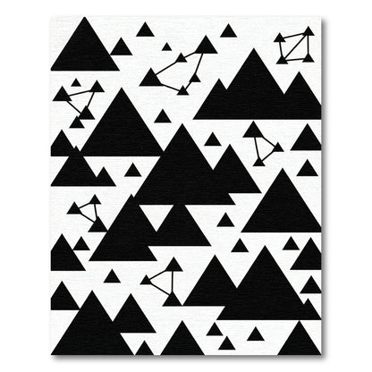 Abstract Black Triangle Mountain Constellation Rug