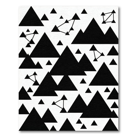Abstract Black Triangle Mountain Constellation Rug