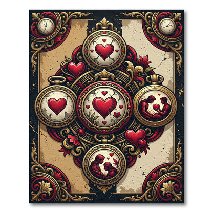 Ornate Red Gold Heart Locket Collage Rug
