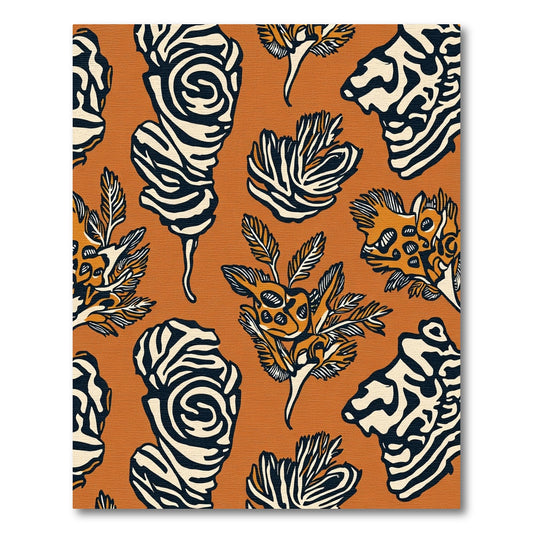Bold Orange Abstract Botanical Stripe Rug