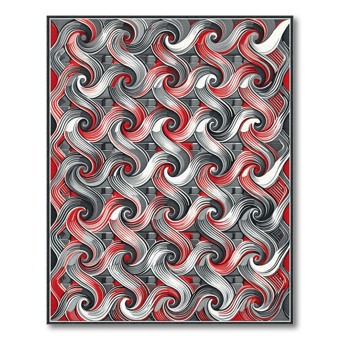 Multi-color and Patterns Red Swirl Abstract Area Rug