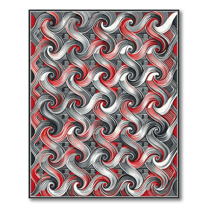 Multi-color and Patterns Red Swirl Abstract Area Rug