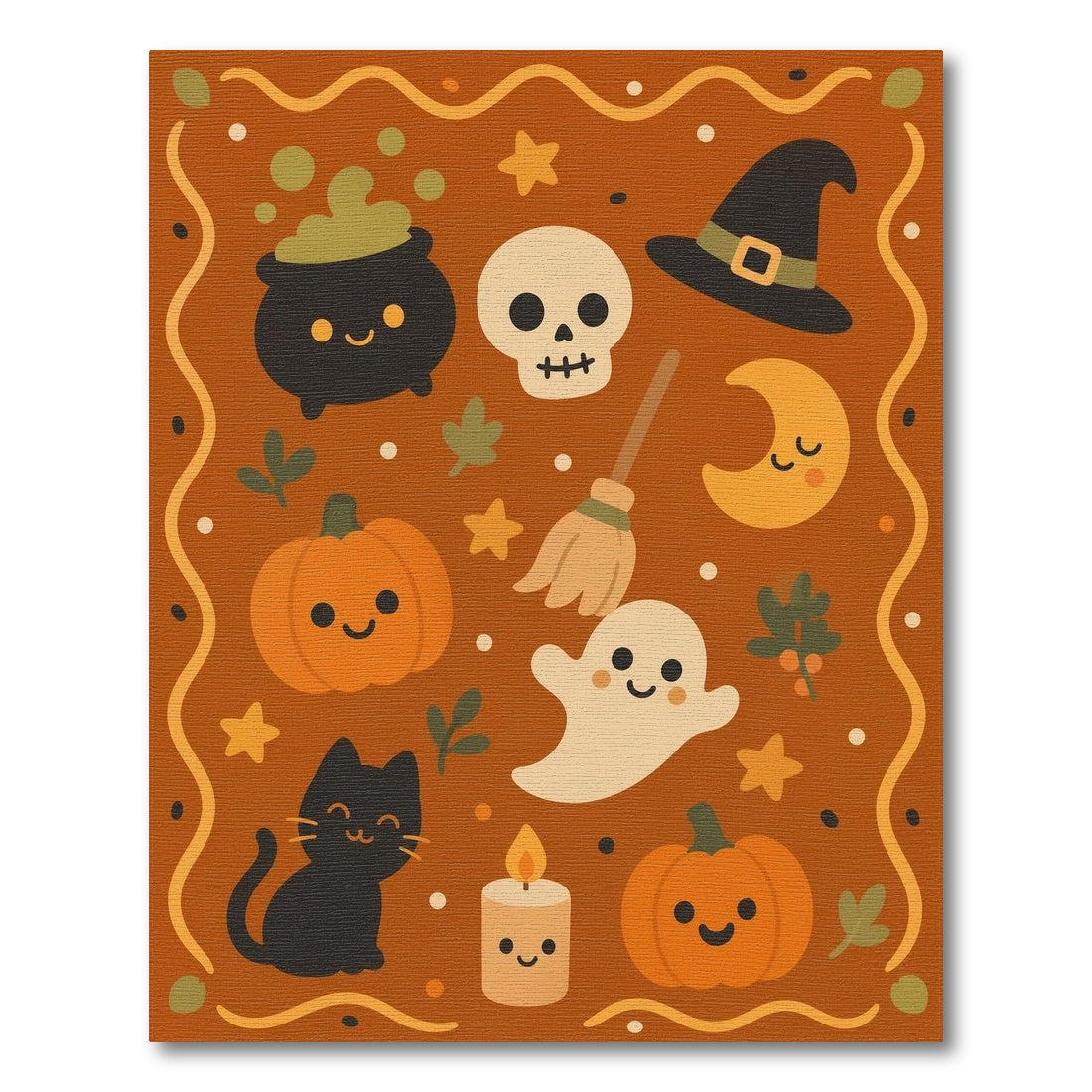 Orange Cute Halloween Orange Kids Cartoon Rug