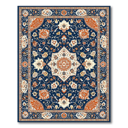 Navy Floral Blue and Teal Navy Blue Persian Floral Area Rug