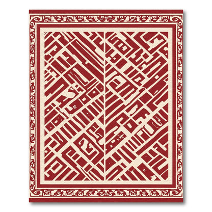 Bold Red Lattice Geometric Rug