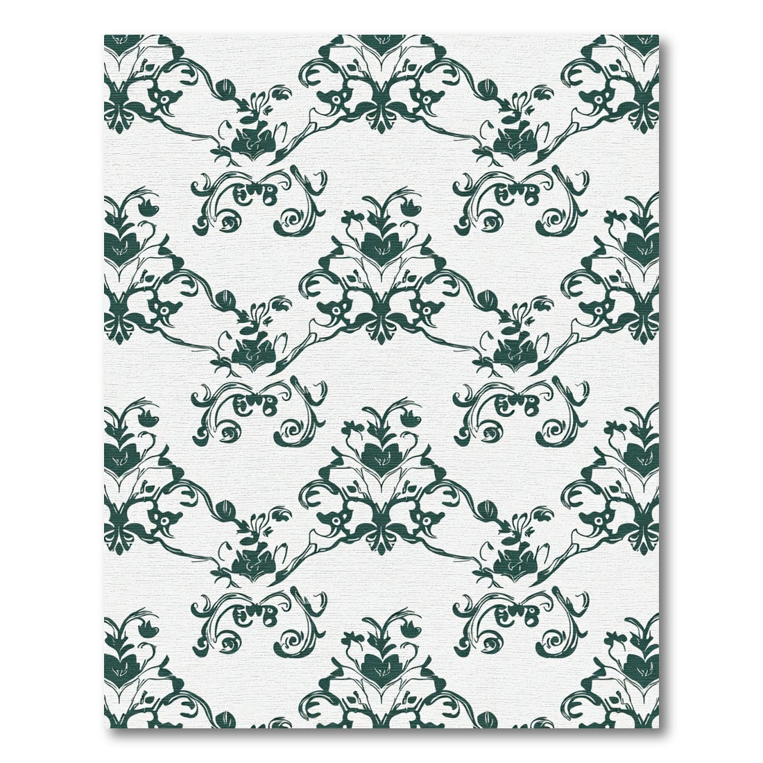 Deep Teal Damask Flourish Abloom Rug