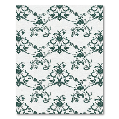Deep Teal Damask Flourish Abloom Rug