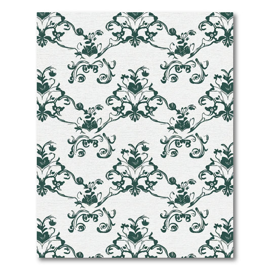 Deep Teal Damask Flourish Abloom Rug