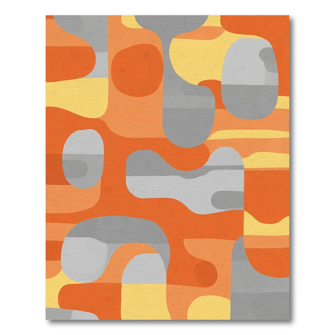 Orange Gray Abstract Organic Shapes Rug