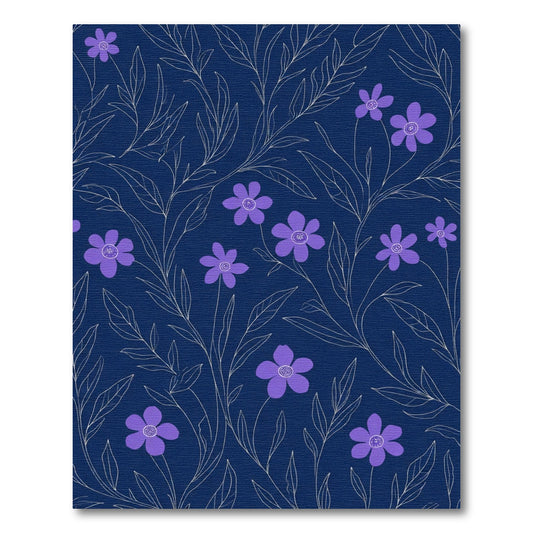 Deep Blue and Lavender Floral Vine Rug