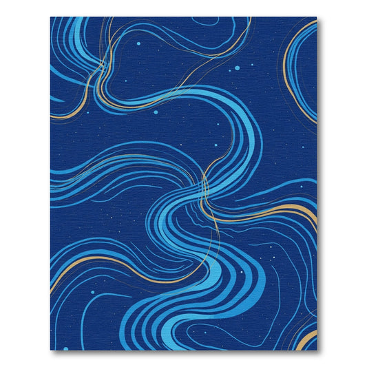Deep Blue Swirling Currents Cosmic Rug