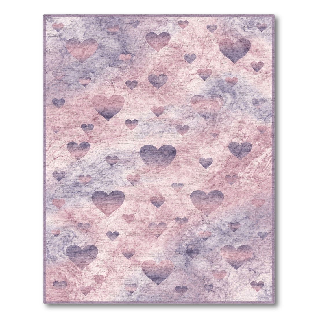 Pink Marble Heart Washable Area Rug