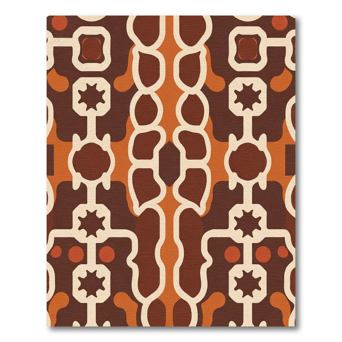 Retro Brown Abstract Cell Rug