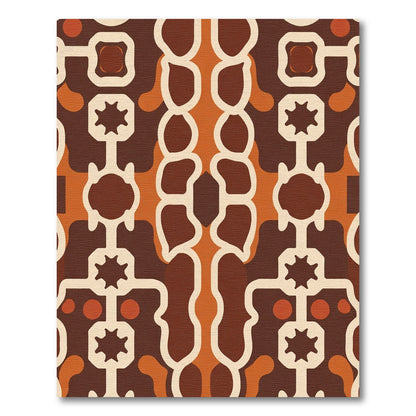 Retro Brown Abstract Cell Rug