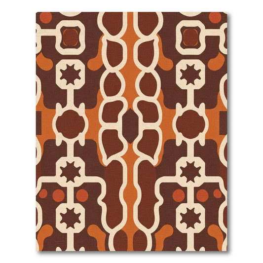 Retro Brown Abstract Cell Rug