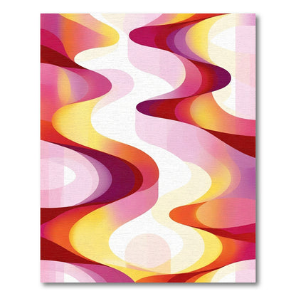 Vibrant Pink Yellow Swirl Flow Rug