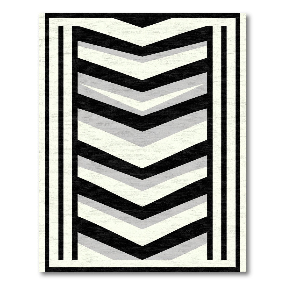 Monochrome Chevron Geometric Line Rug