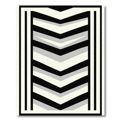 Monochrome Chevron Geometric Line Rug