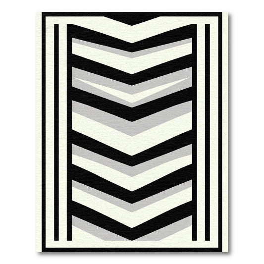 Monochrome Chevron Geometric Line Rug