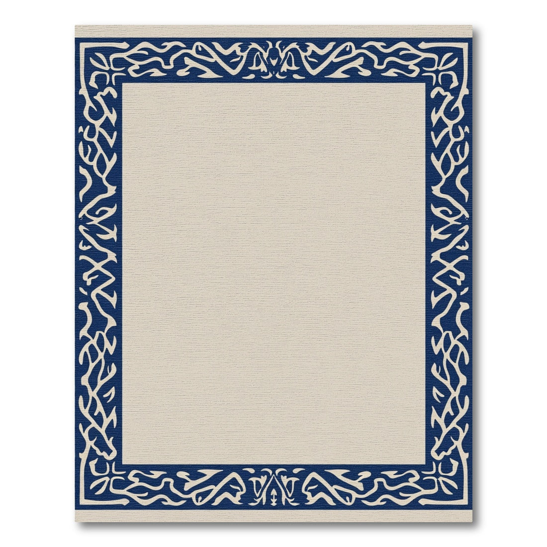 Deep Blue Abstract Vine Border Rug