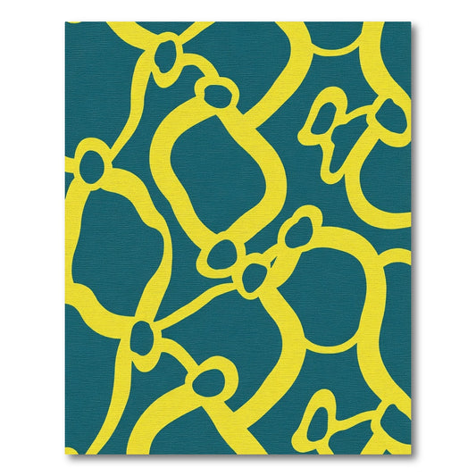 Teal Yellow Organic Weave Abstract Rug