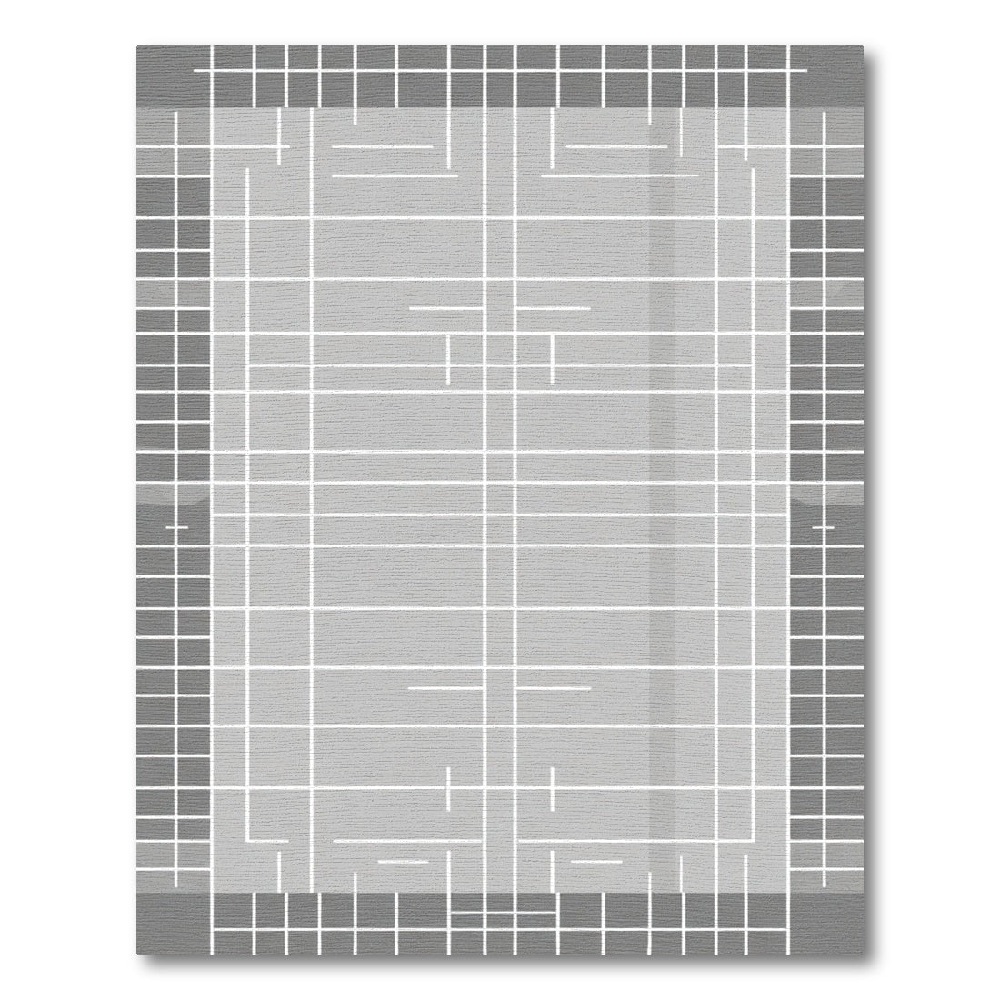 Gray Grid Lines Rectangular Field Rug