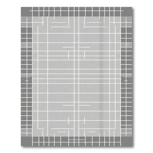 Gray Grid Lines Rectangular Field Rug
