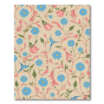 Whimsical Blue Floral Vine Garden Rug