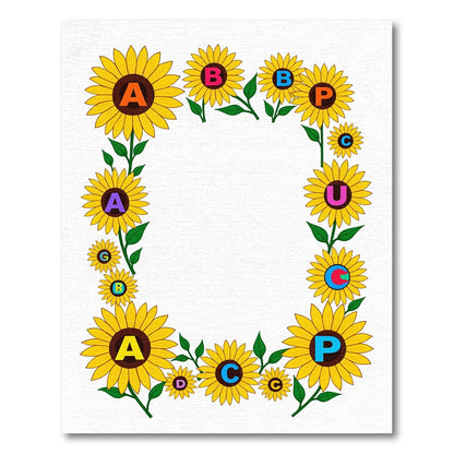 Alphabet Sunflower Border Yellow Design Rug