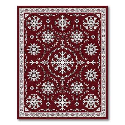 Deep Red Snowflake Starburst Medallion Rug