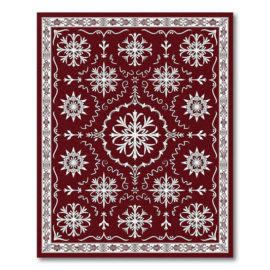 Deep Red Snowflake Starburst Medallion Rug