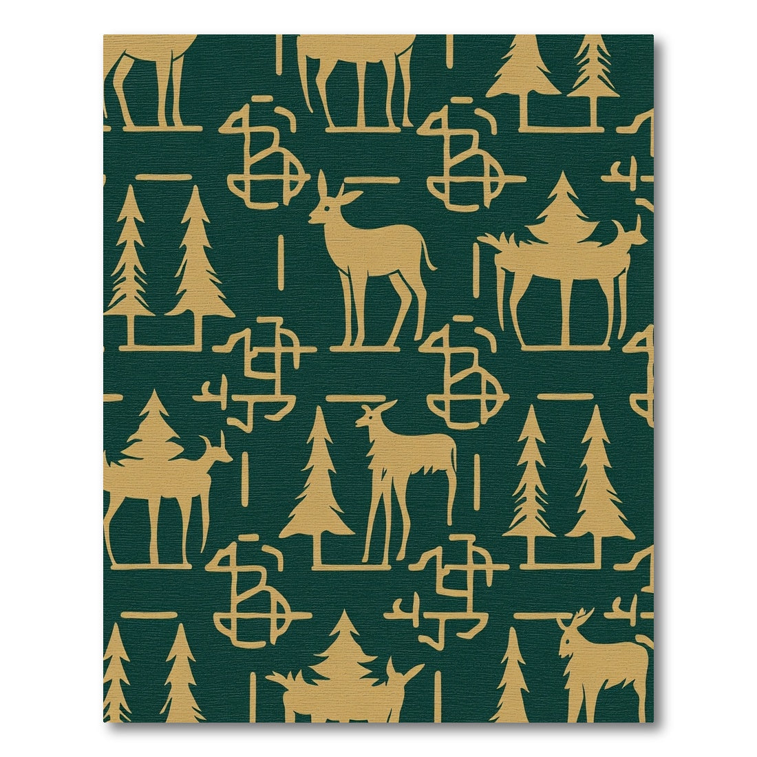 Golden Deer Forest Scene Rug