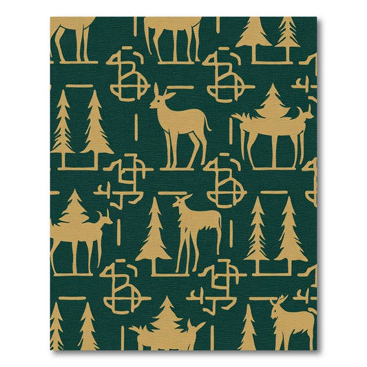 Golden Deer Forest Scene Rug