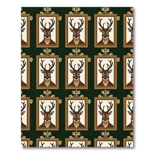 Regal Deer Portrait Gold Frame Rug