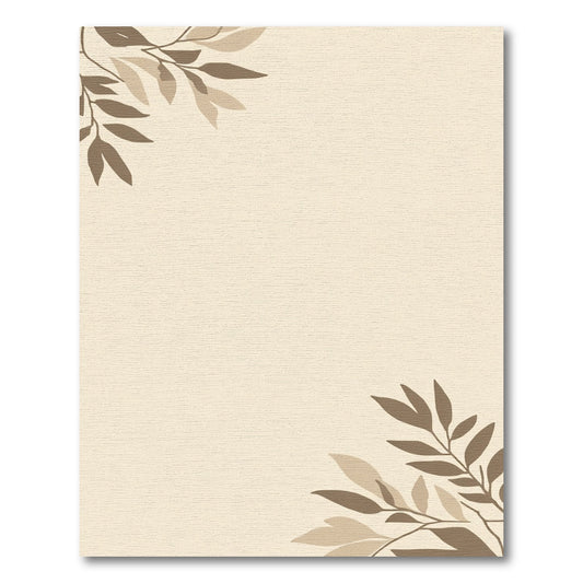 Earthy Tan Leafy Branches Accent Rug