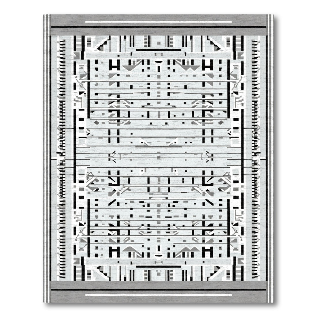 Monochrome Abstract Geometric Reversible Rug