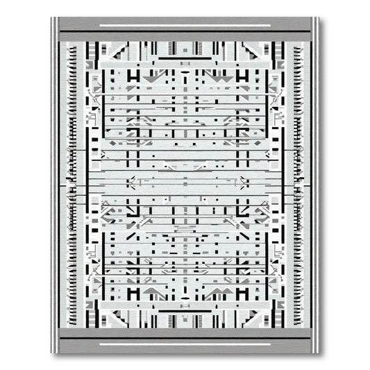 Monochrome Abstract Geometric Reversible Rug