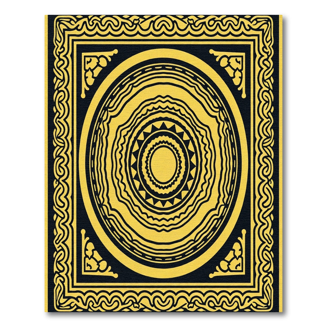 Golden Yellow Concentric Circles Frame Rug