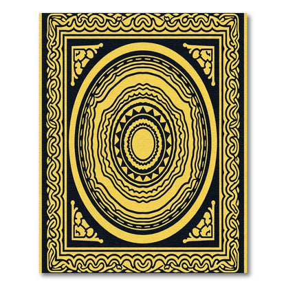Golden Yellow Concentric Circles Frame Rug