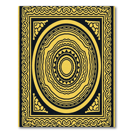Golden Yellow Concentric Circles Frame Rug
