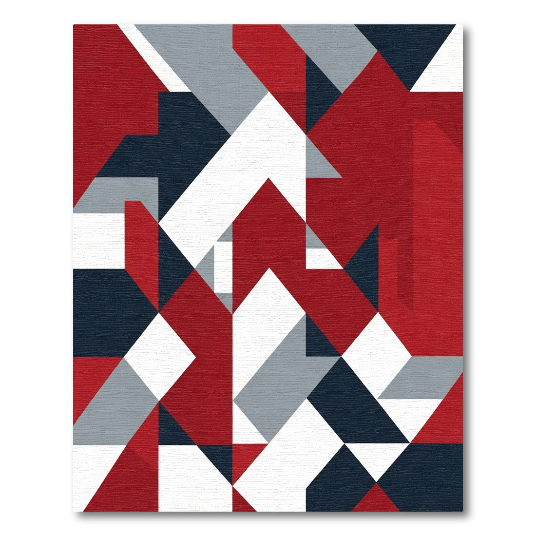 Red White Blue Geometric Blocks Rug