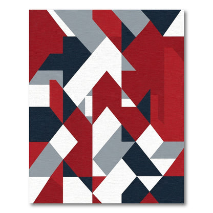 Red White Blue Geometric Blocks Rug