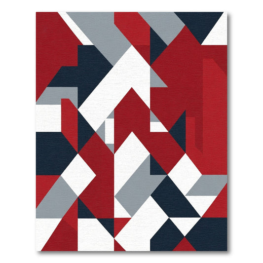Red White Blue Geometric Blocks Rug