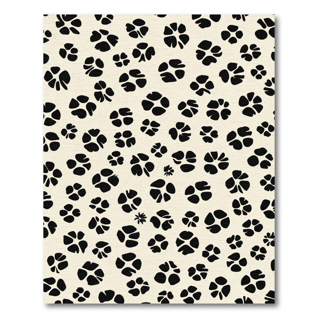 Cream Black Scattered Petal Abstraction Rug