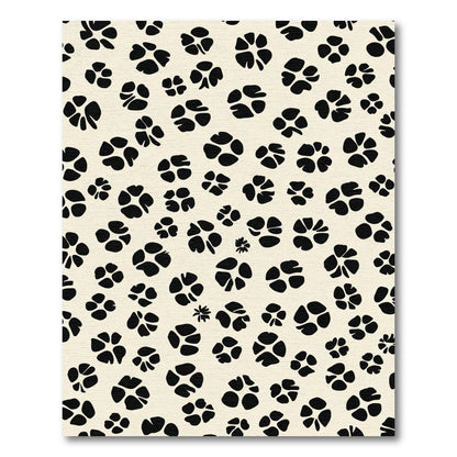 Cream Black Scattered Petal Abstraction Rug