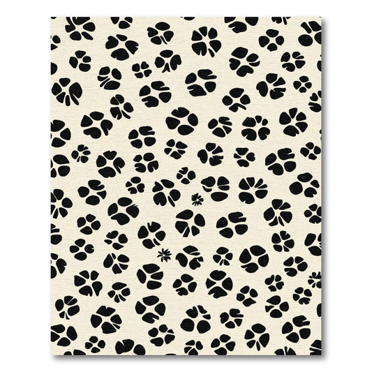 Cream Black Scattered Petal Abstraction Rug
