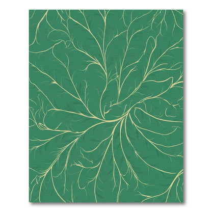 Green Vine Branch Abstract Rug