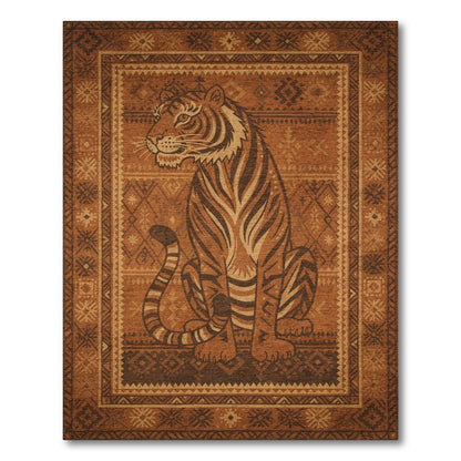 Heritage Tribal Tiger Area Rug in Brown Tan