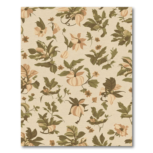 Faded Peach Floral Botanical Bouquet Rug