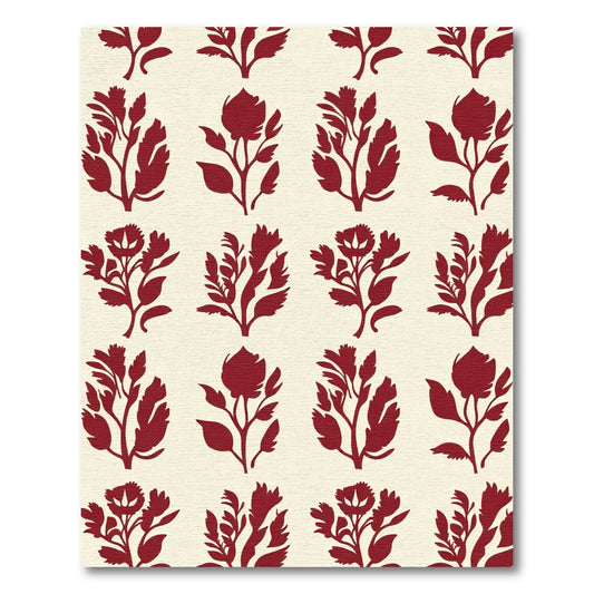 Deep Red Floral Branch Repeat Rug
